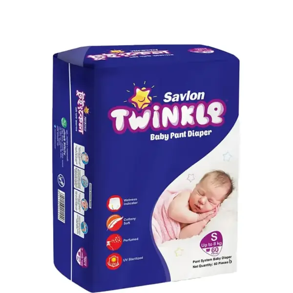 Savlon Twinkle Baby Pants Diaper (0-8Kg) - S 60pcs
